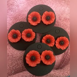 “Lest We Forget” Poppy Remembrance Day Stud Earrings